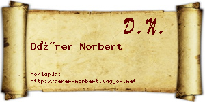 Dérer Norbert névjegykártya